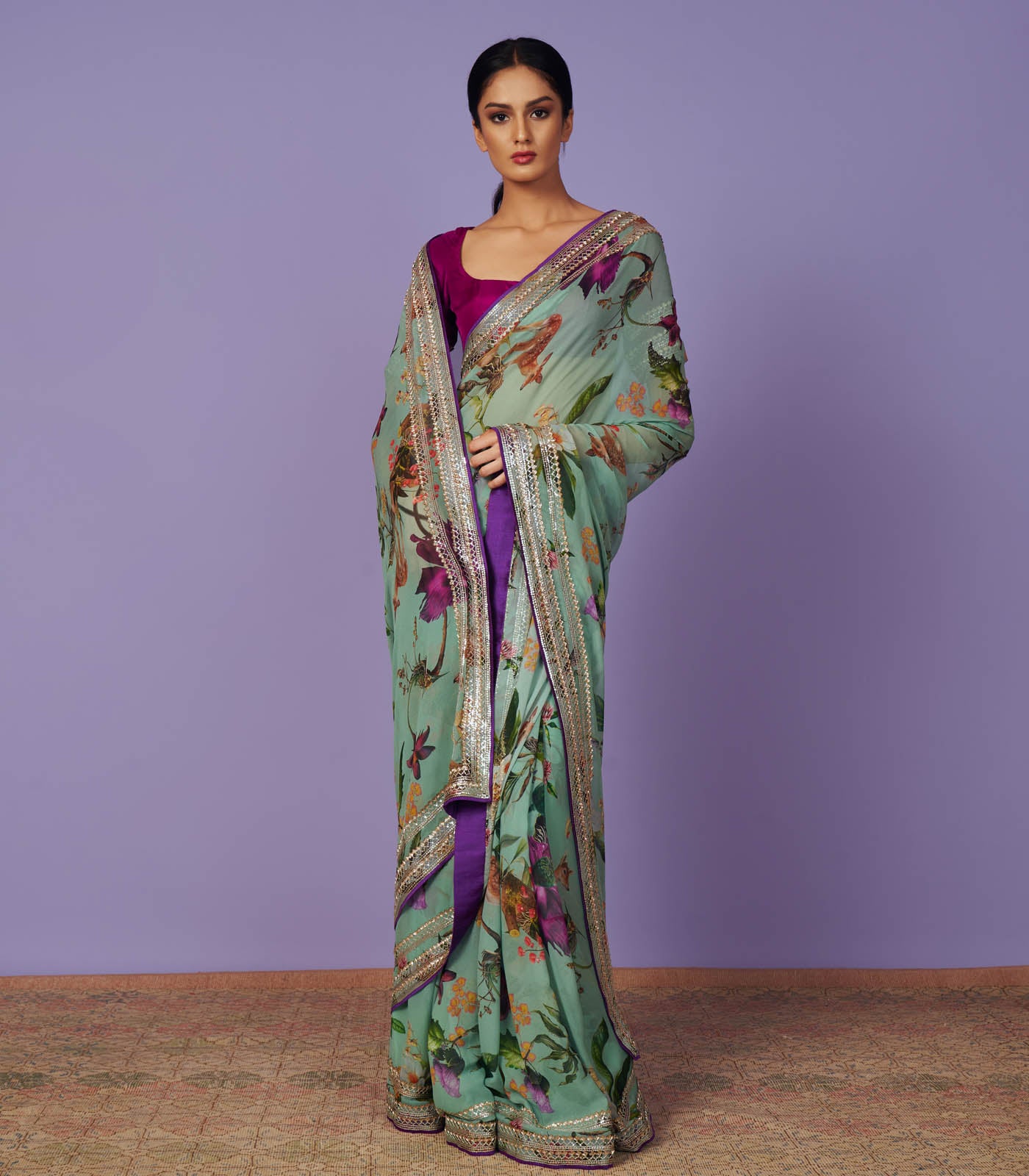 SEQUINS BORDER SAREE SET