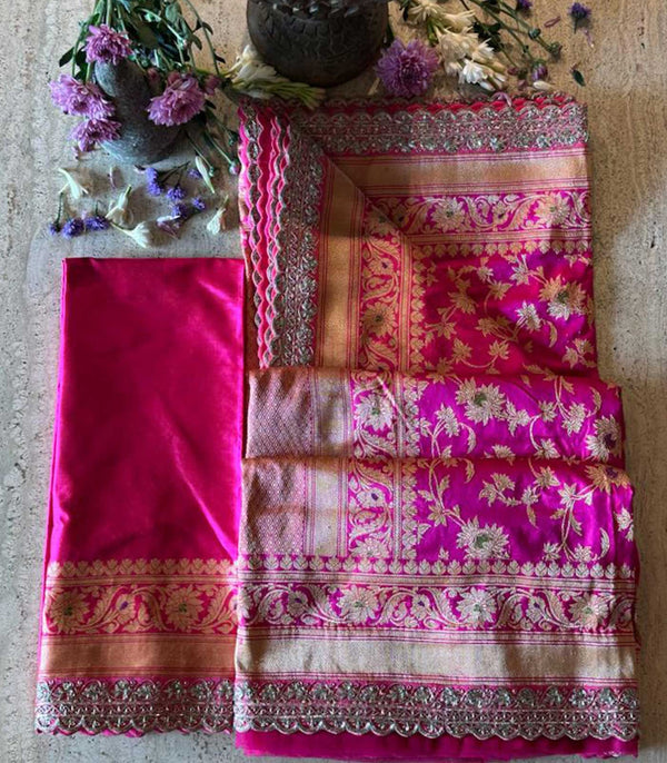 HOT PINK BANARAS SAREE