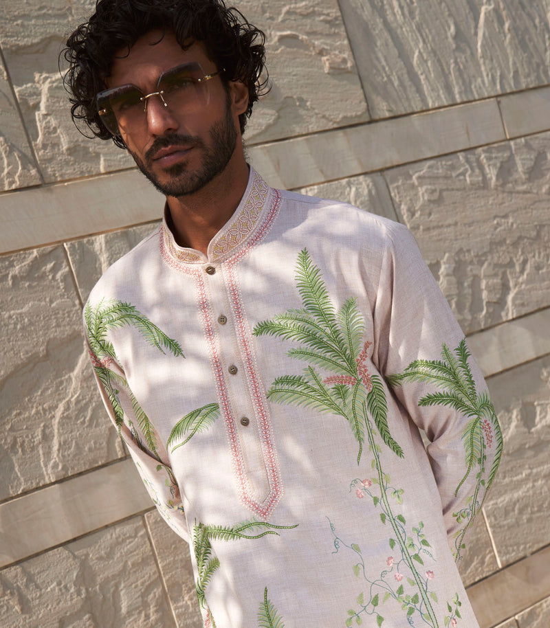 BOTTLE PALM TREE KURTA SET