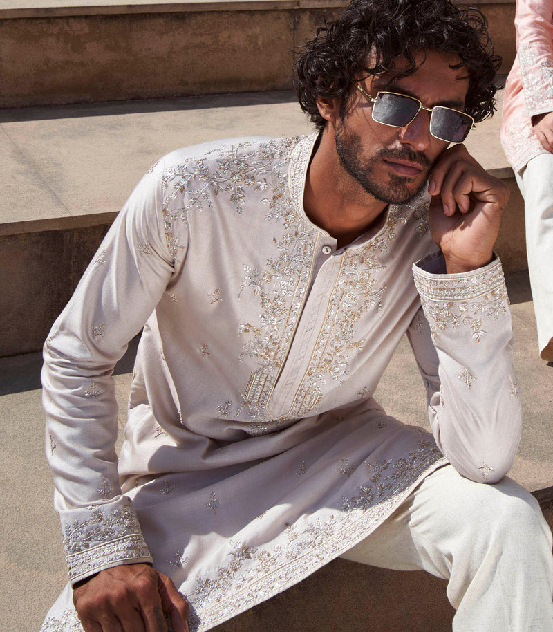 IVORY GEOMETRIC KURTA SET