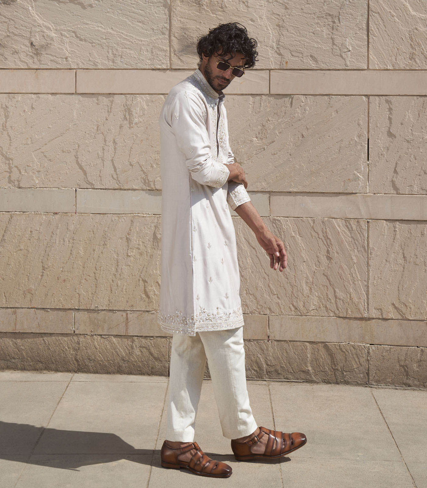 IVORY GEOMETRIC KURTA SET