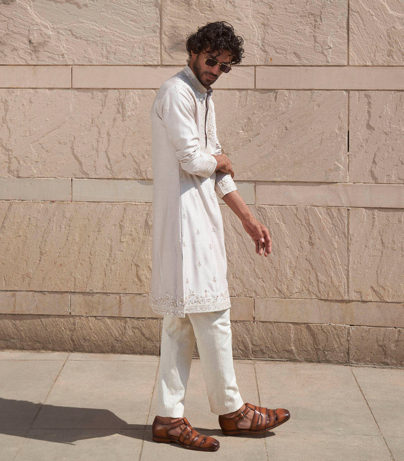 IVORY GEOMETRIC KURTA SET