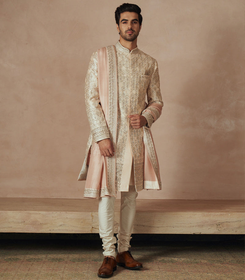 PALE PINK SHERWANI SET