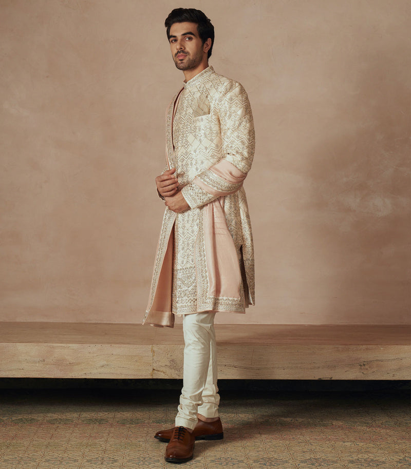 PALE PINK SHERWANI SET