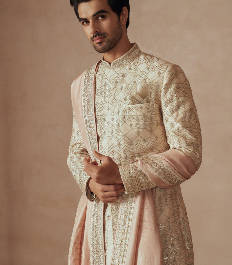 PALE PINK SHERWANI SET