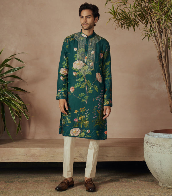 EMRALD GREEN KURTA SET