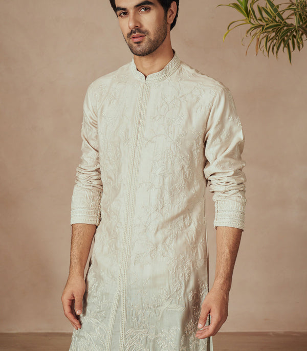 IVORY/SAGE GREEN OMBRE KURTA SET