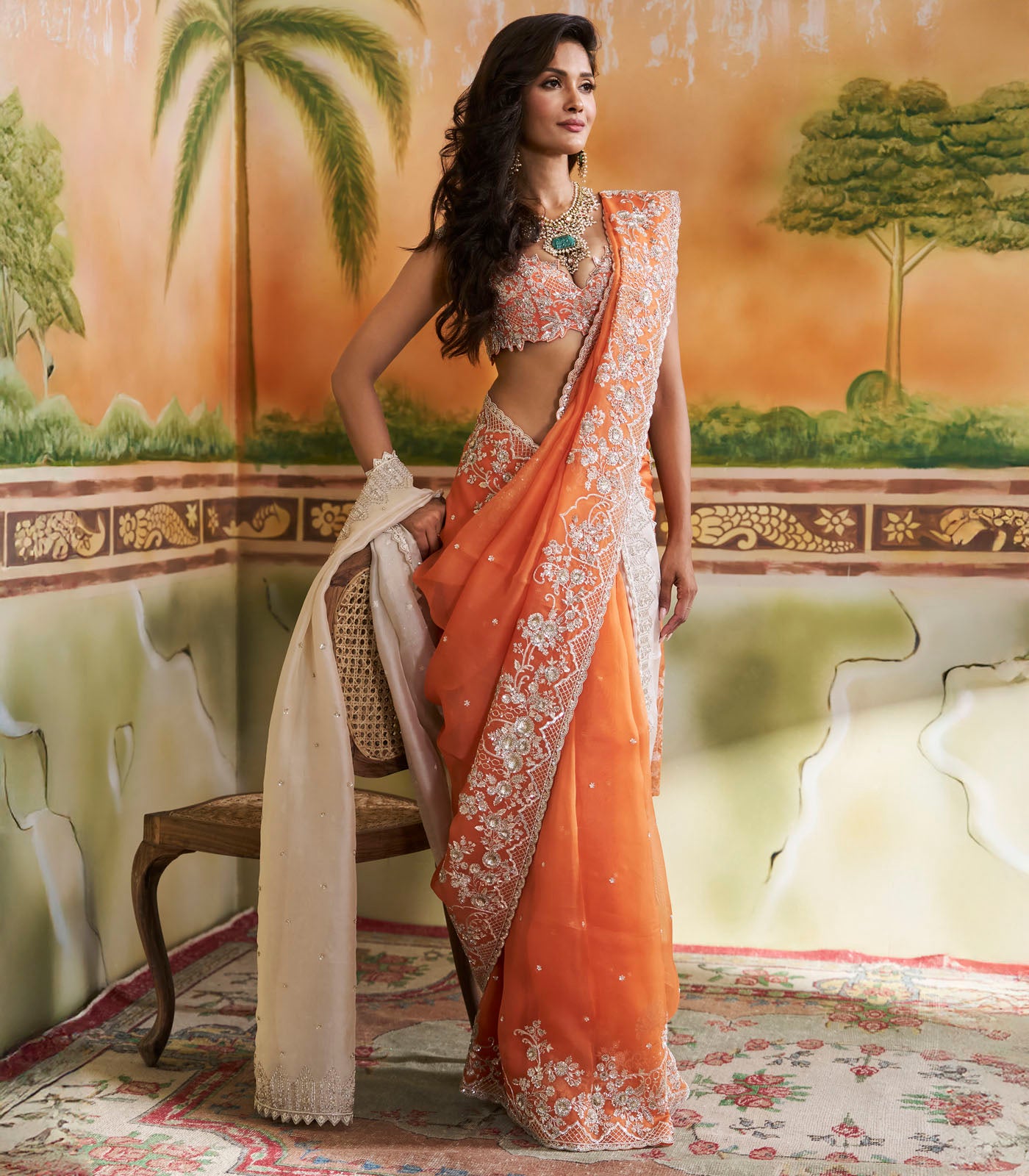 Orange Ember Saree Set