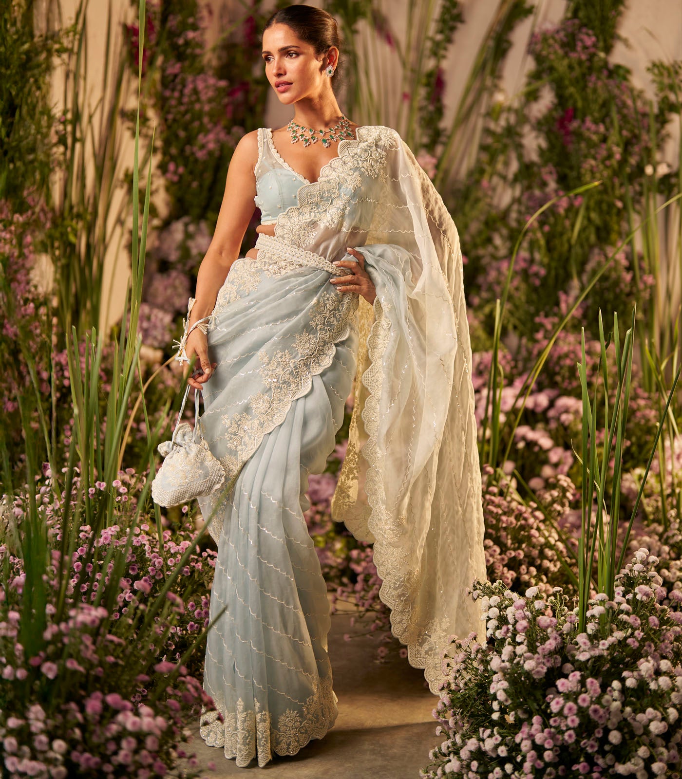 Powder Blue Luna Saree Set