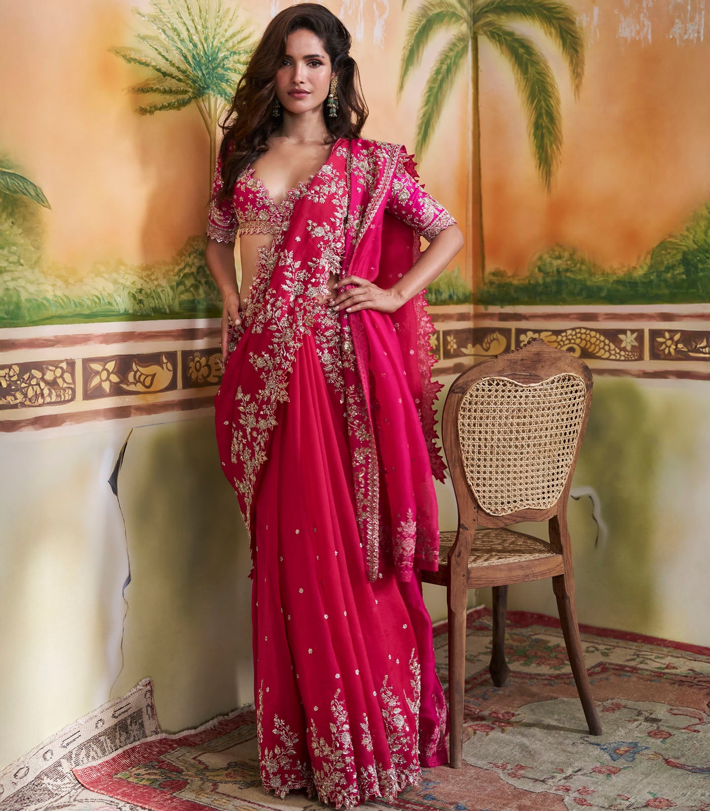 Cherry Red Bhavani Saree Set