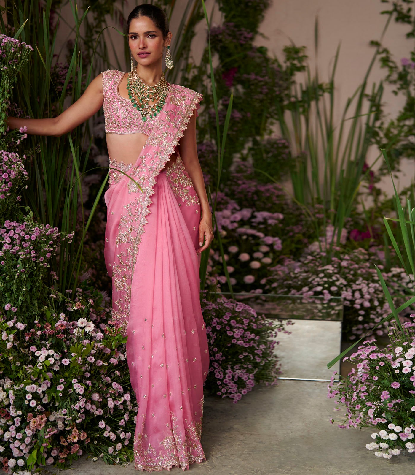 Rose Pink Akshara Saree Set