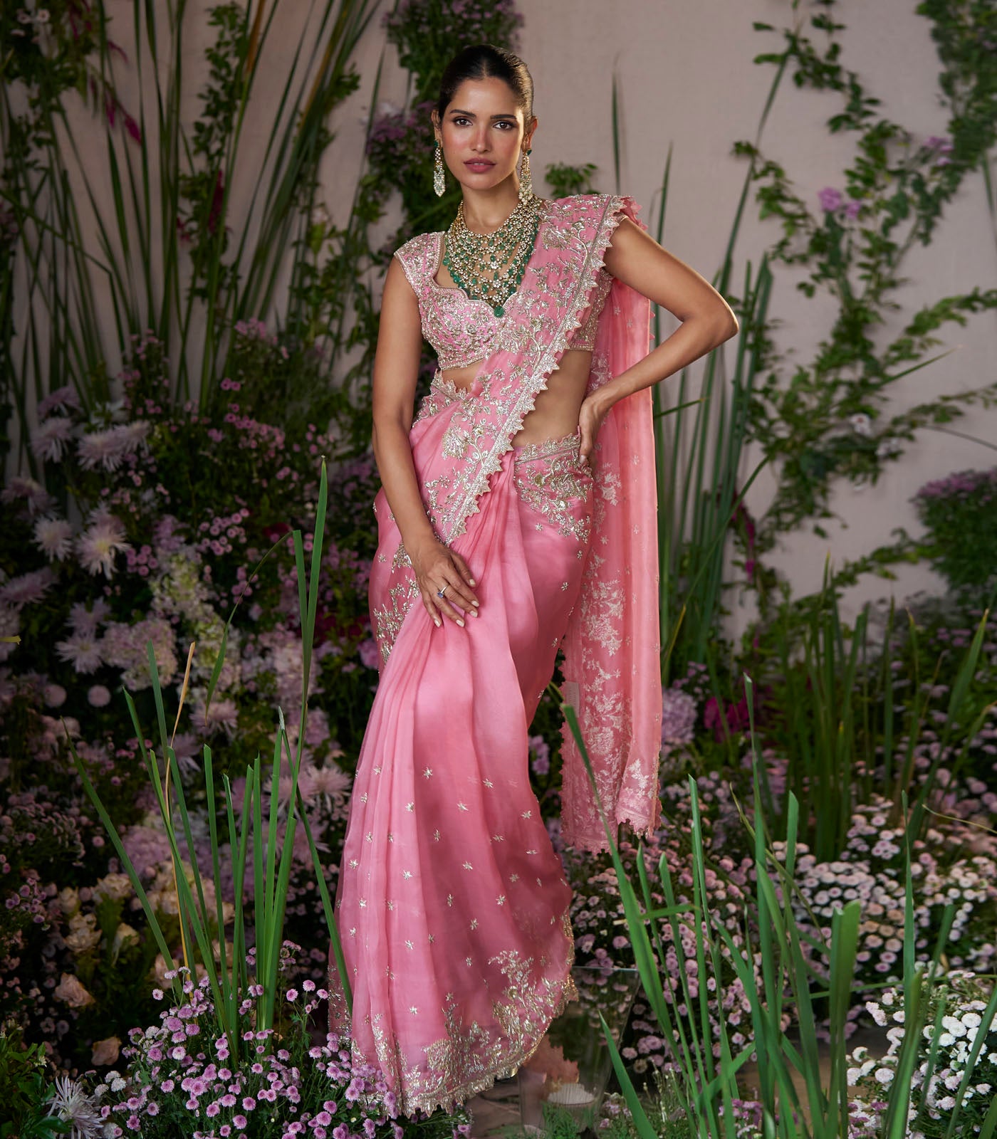 Rose Pink Akshara Saree Set