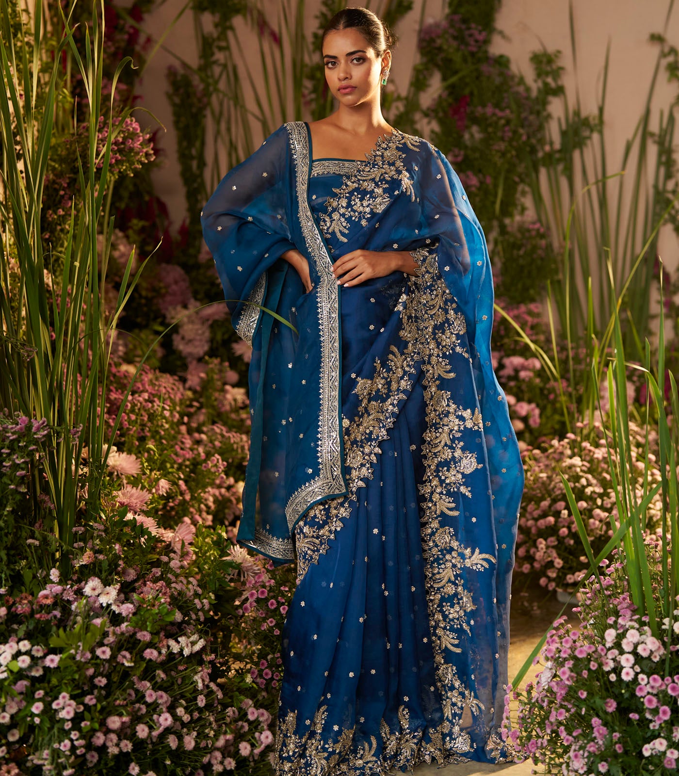 Navy Blue Ruby Saree Set