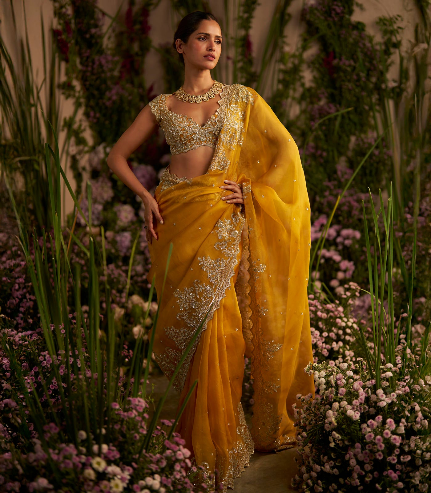 Mustard Akhila Saree Set
