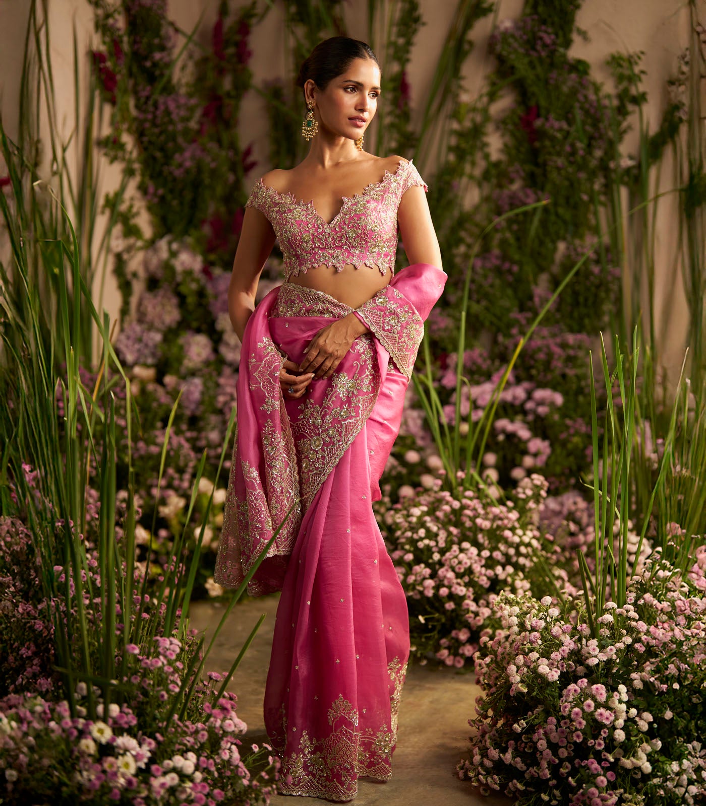 Pink Ember Saree Set