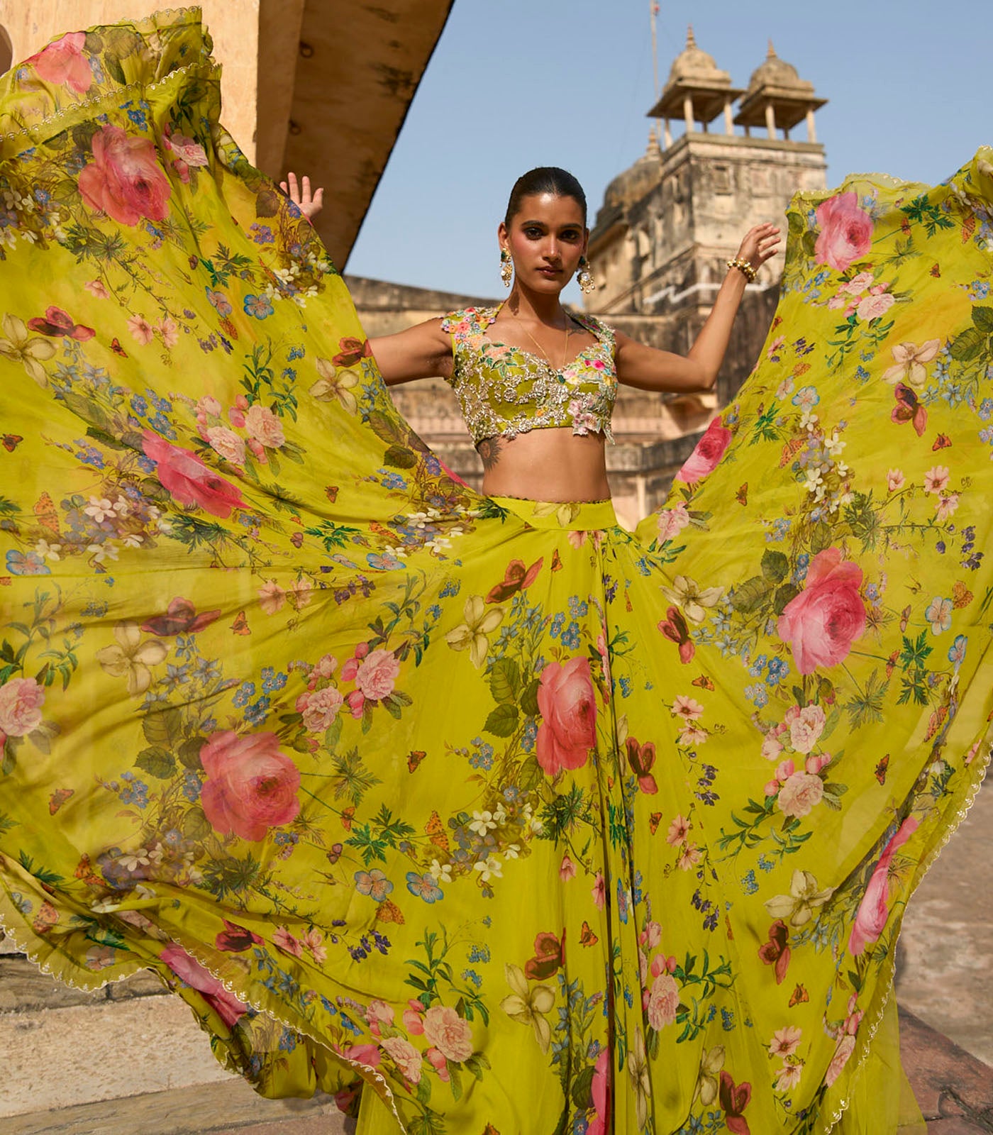 Janhvi Applique Skirt Set