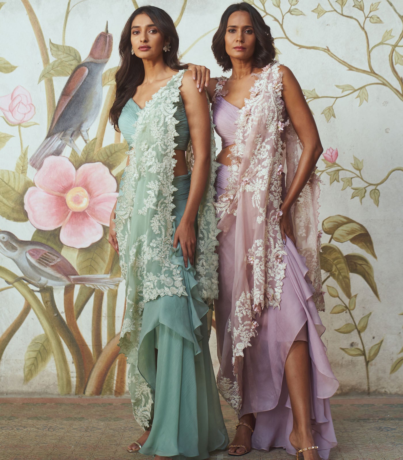 Cutdana embroidered cape set