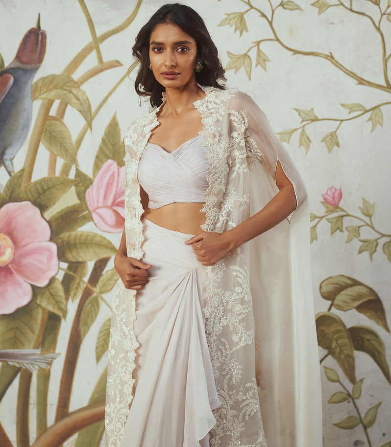Cutdana embroidered cape set