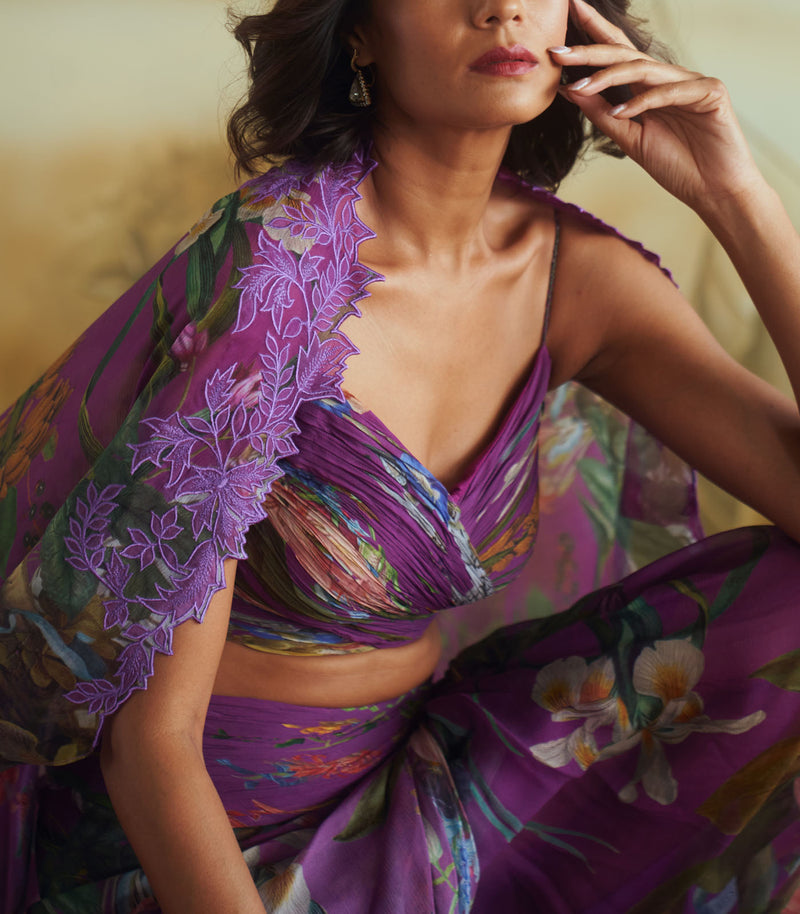 Floral ruching cape set