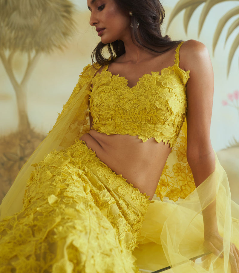 3d trail lehenga set