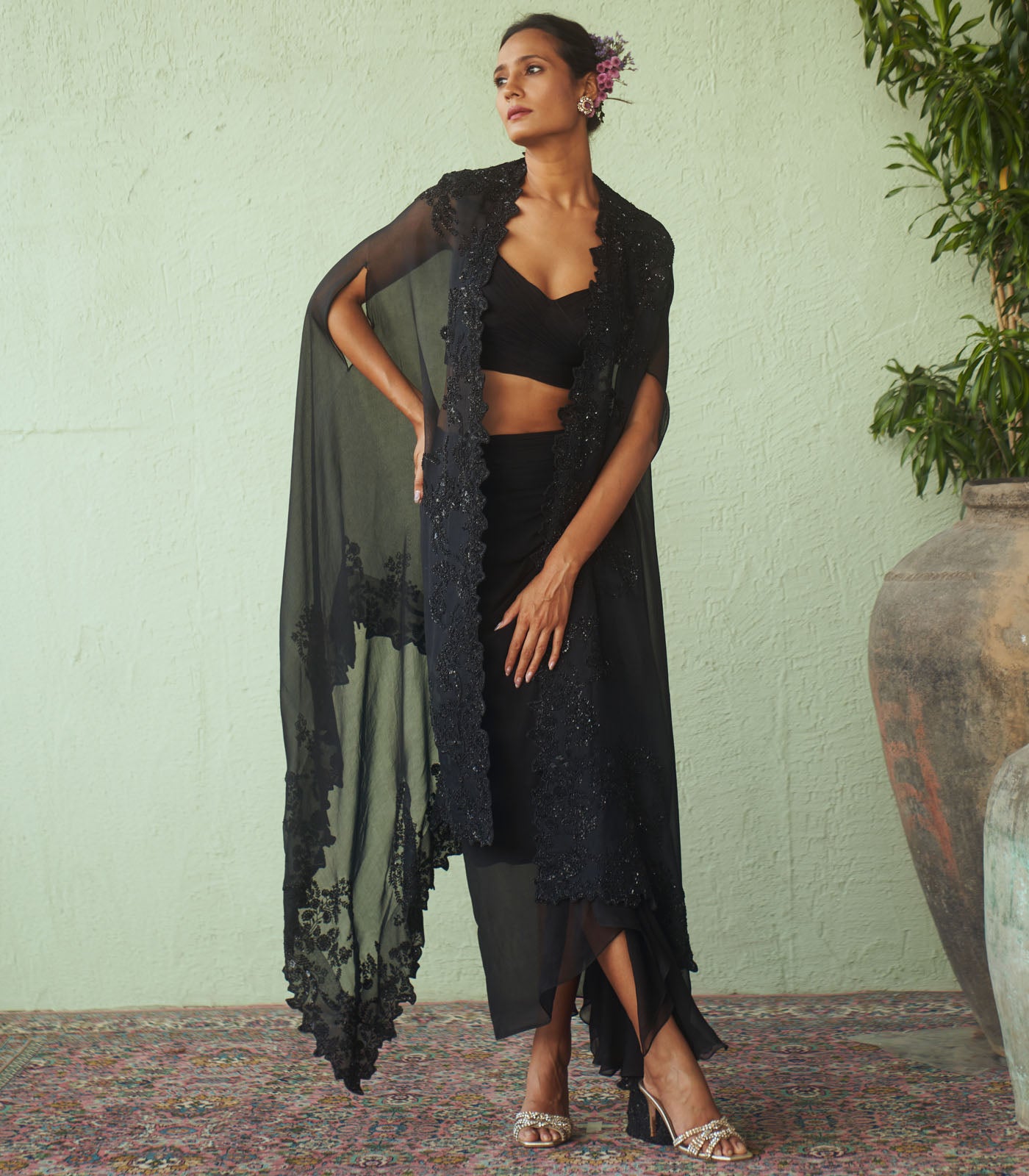 Ruching cape set