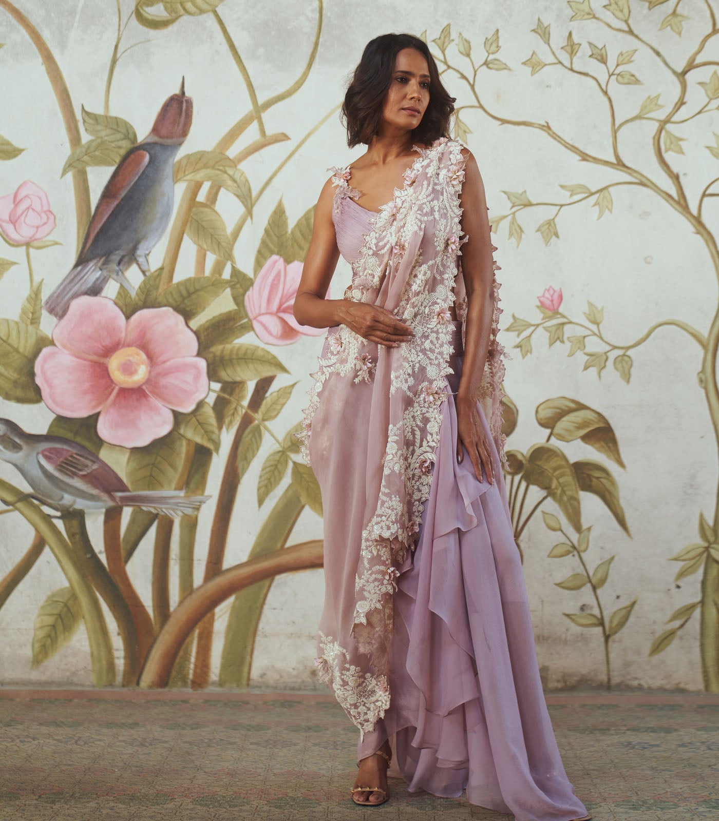 Cutdana embroidered cape set
