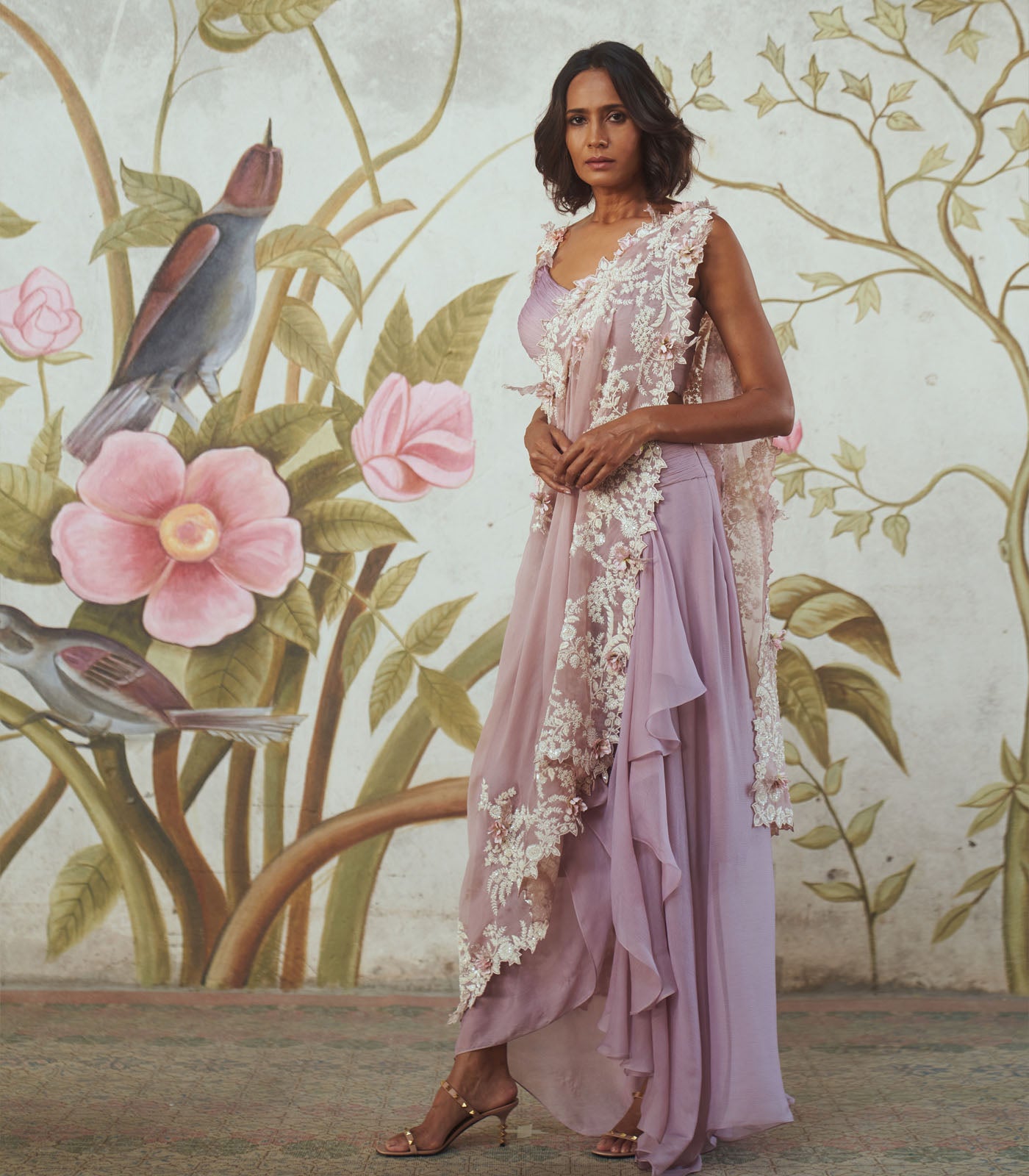 Cutdana embroidered cape set