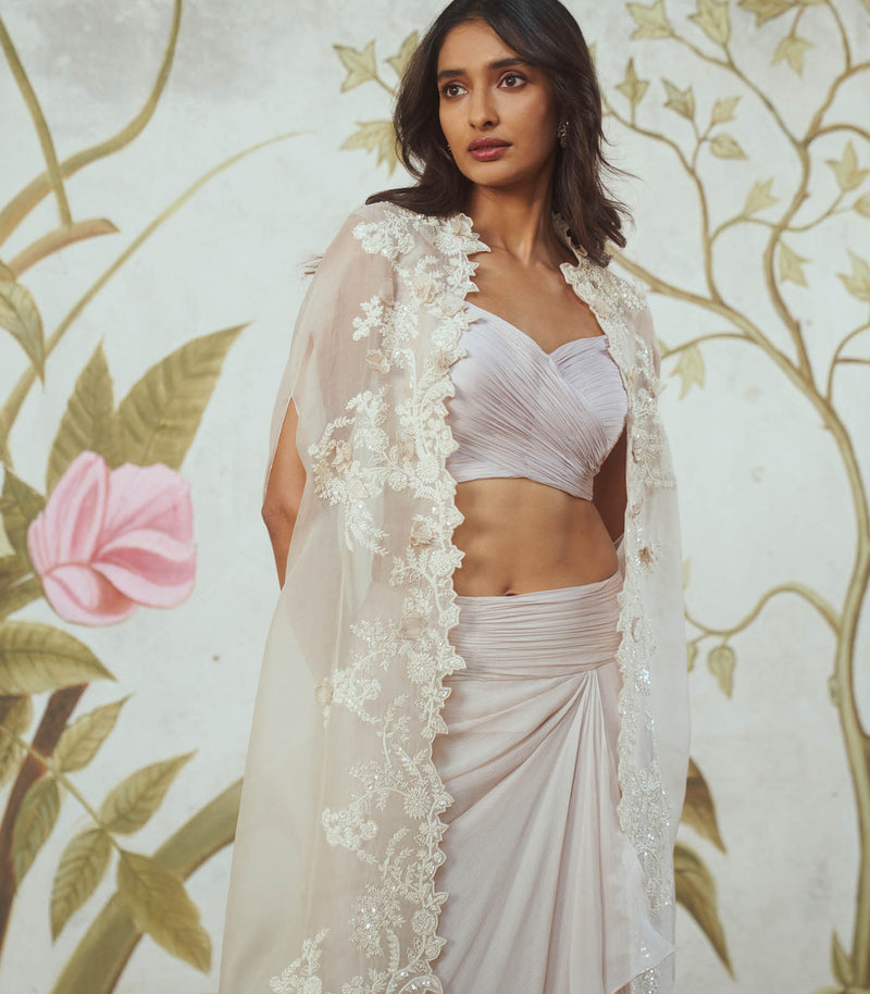 Cutdana embroidered cape set