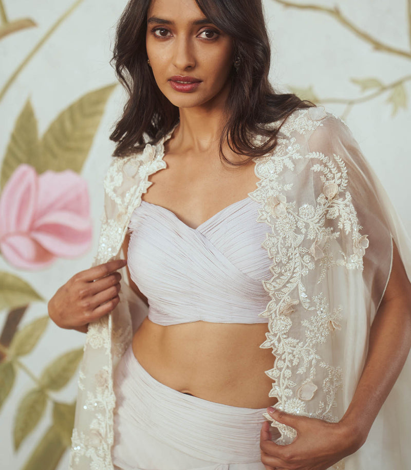 Cutdana embroidered cape set