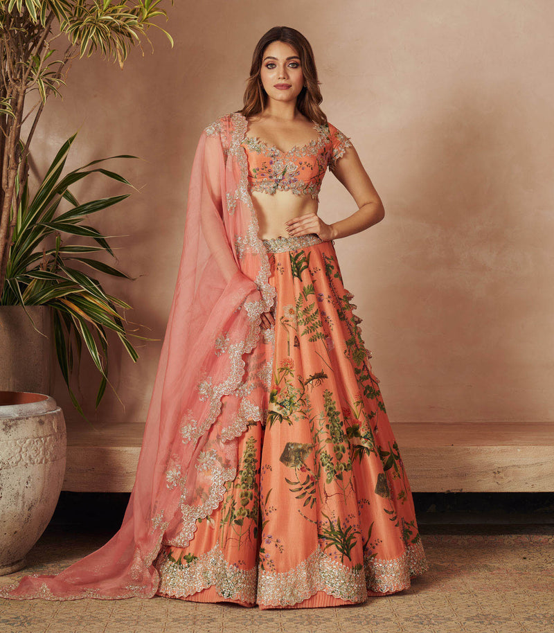 ORANGE PRINTED LEHENGA