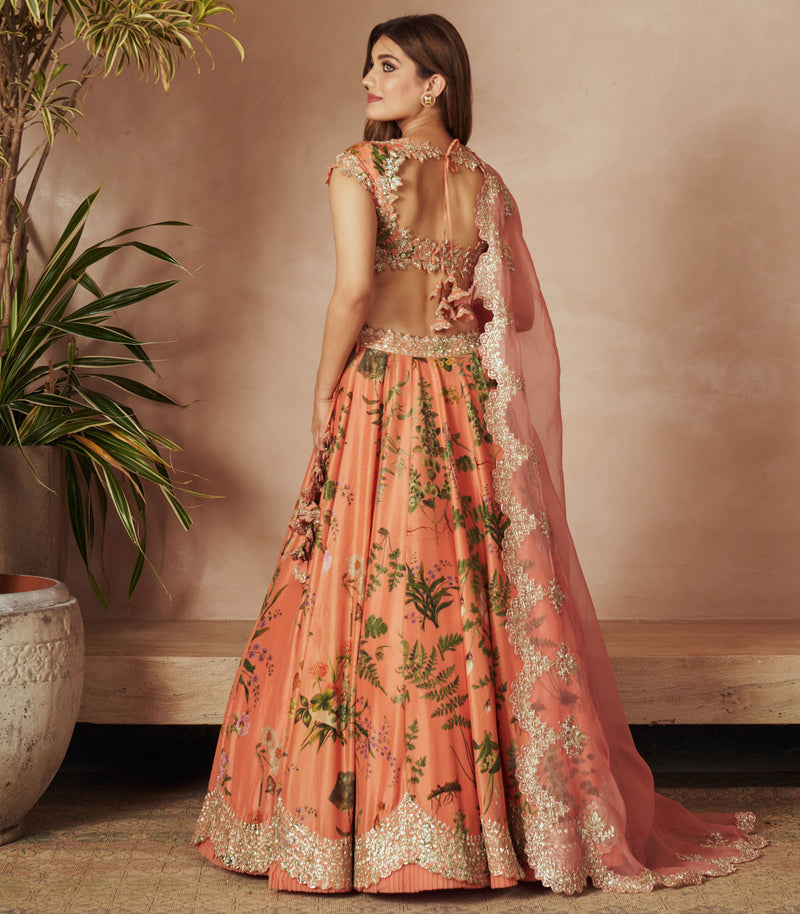 ORANGE PRINTED LEHENGA