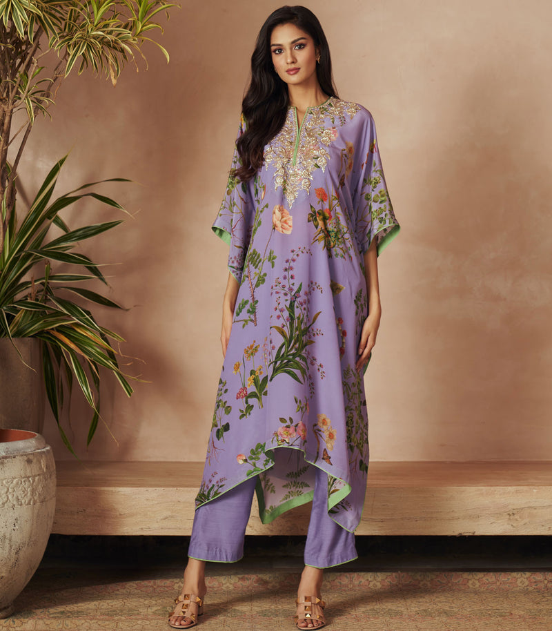 LAVENDER  PRINTED KAFTAN PAIRED WITH PANTS