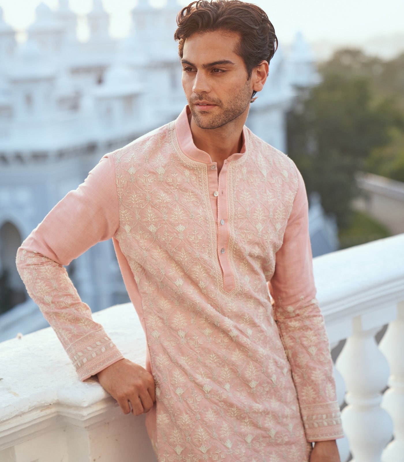 PINK SILK KURTA SET