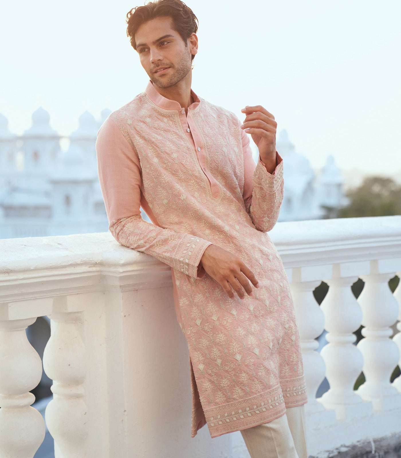 PINK SILK KURTA SET