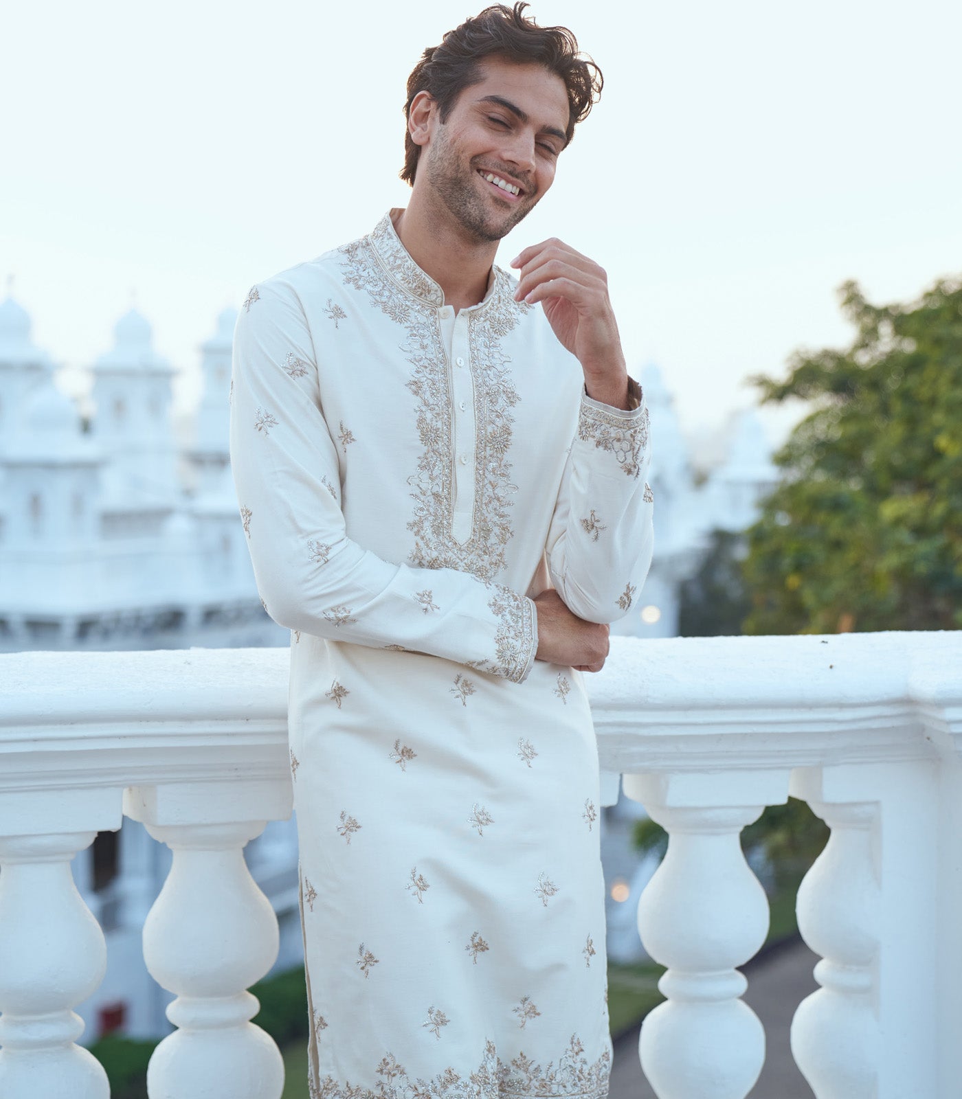 IVORY CHANDERI KURTA SET