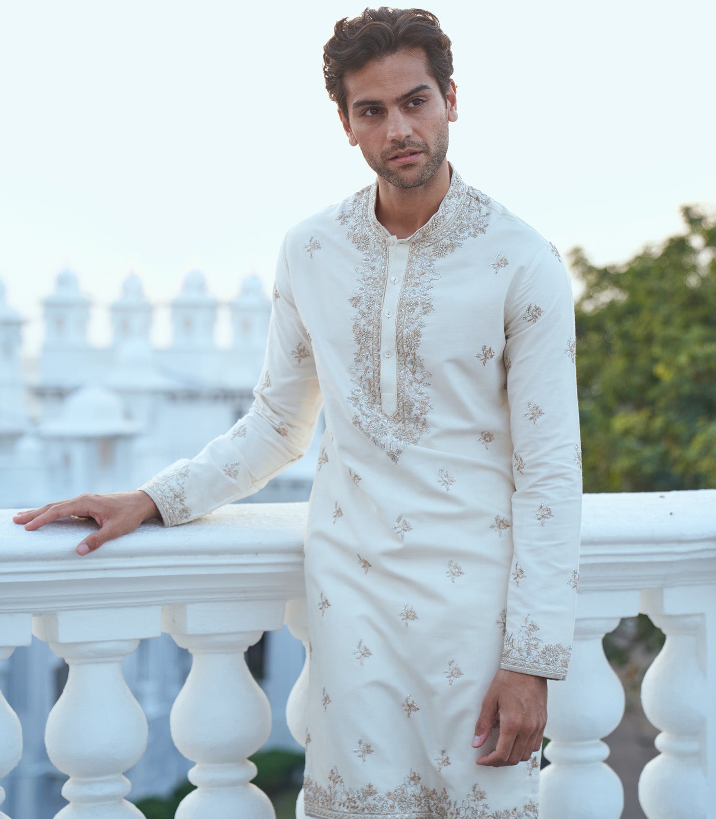 IVORY CHANDERI KURTA SET