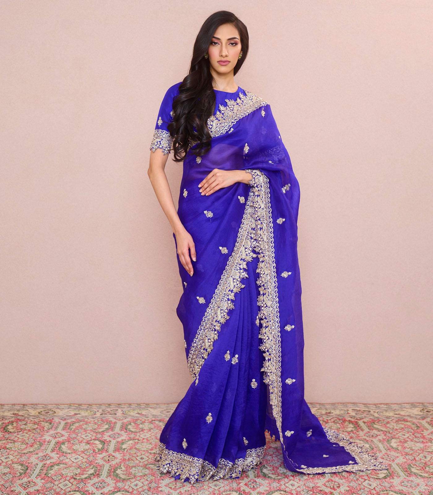 INK BLUE SHARMAINE SAREE SET