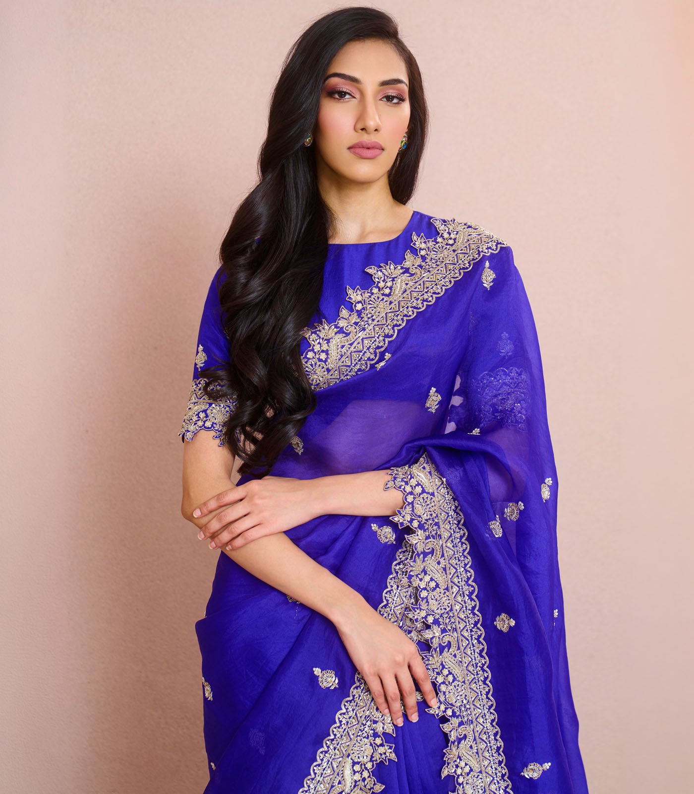 INK BLUE SHARMAINE SAREE SET