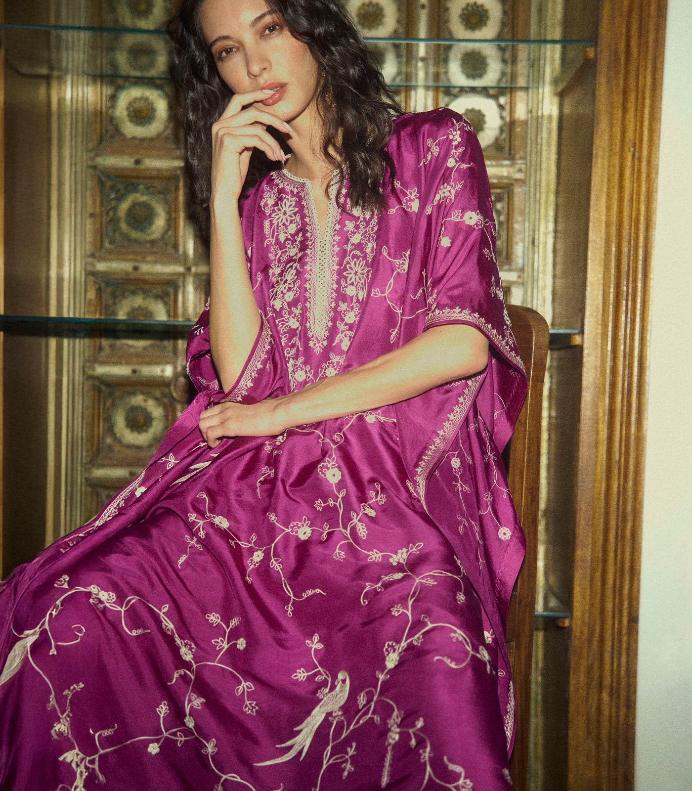 Aari Thread Work Kaftan Set