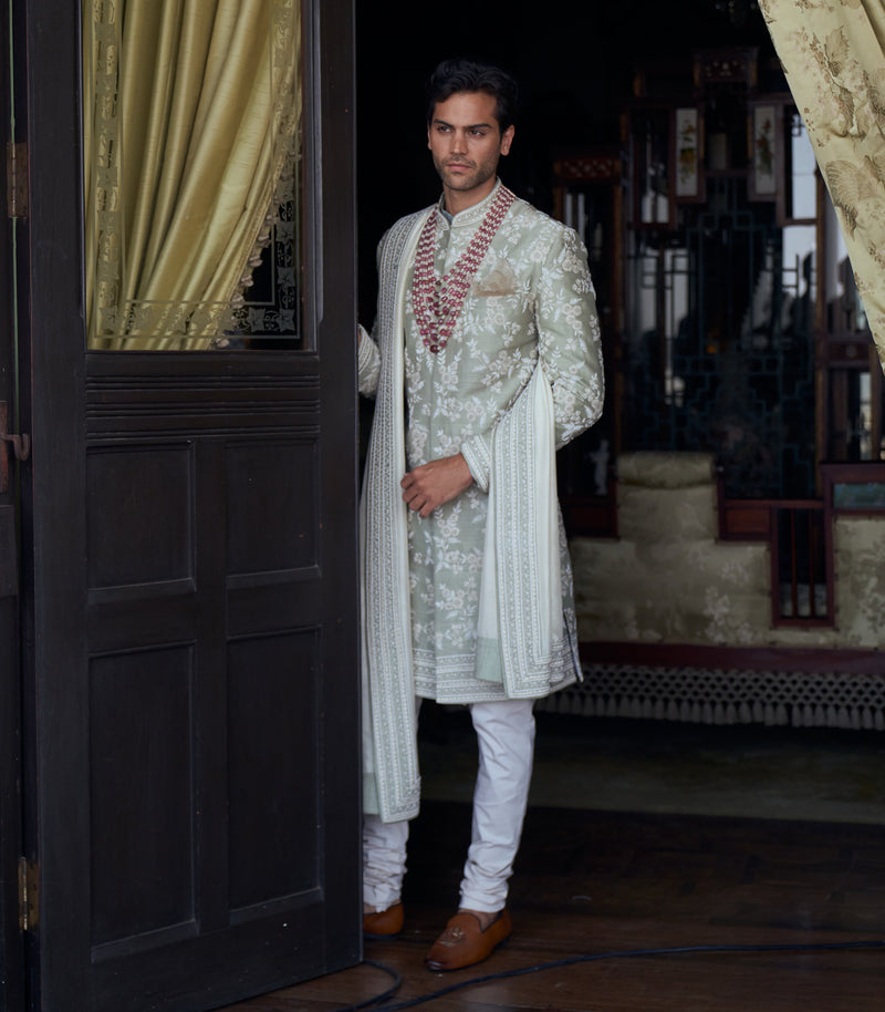 MINT GREEN SHERWANI SET