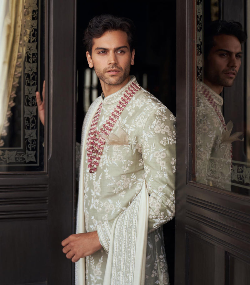 MINT GREEN SHERWANI SET