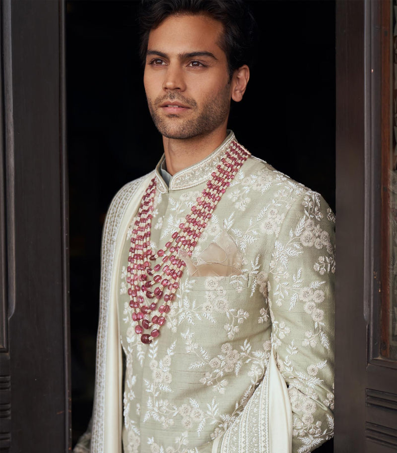 MINT GREEN SHERWANI SET