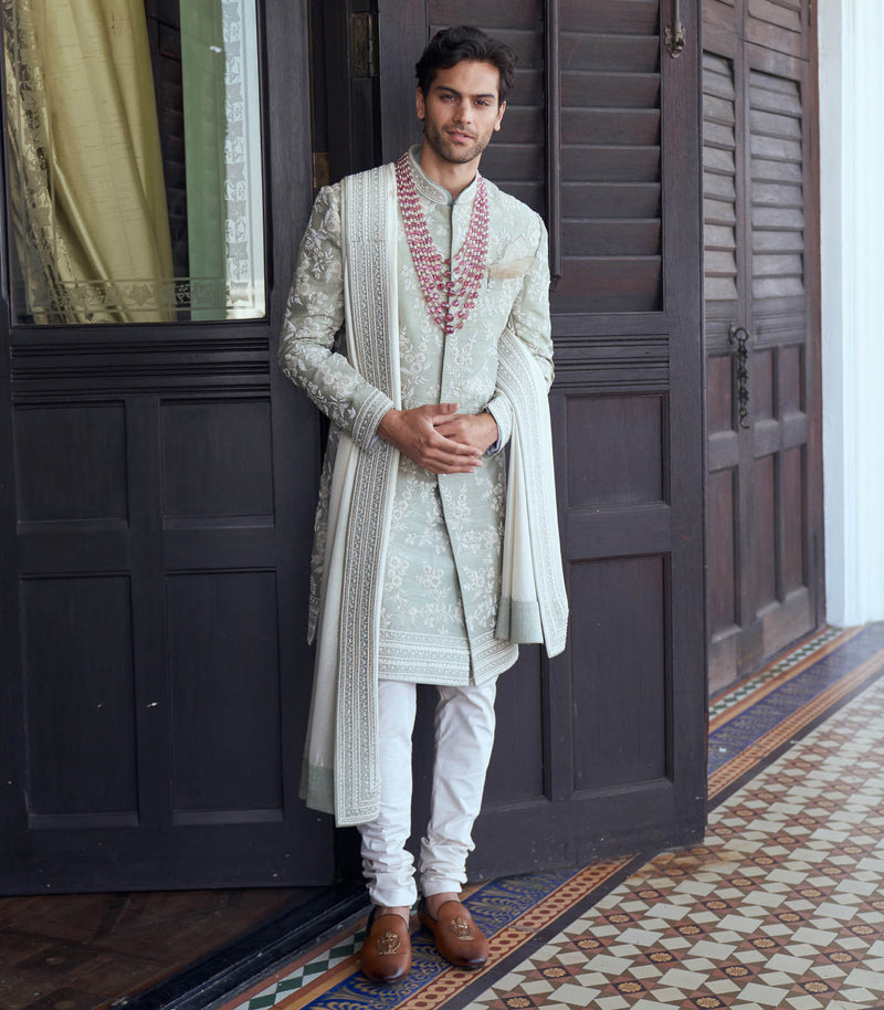 MINT GREEN SHERWANI SET