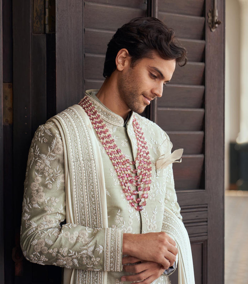 MINT GREEN SHERWANI SET