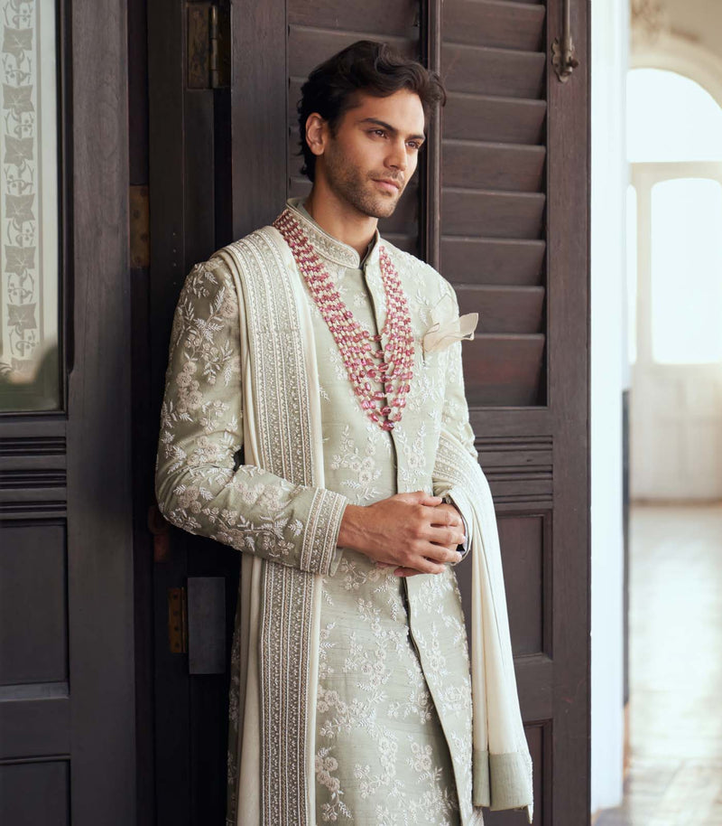 MINT GREEN SHERWANI SET