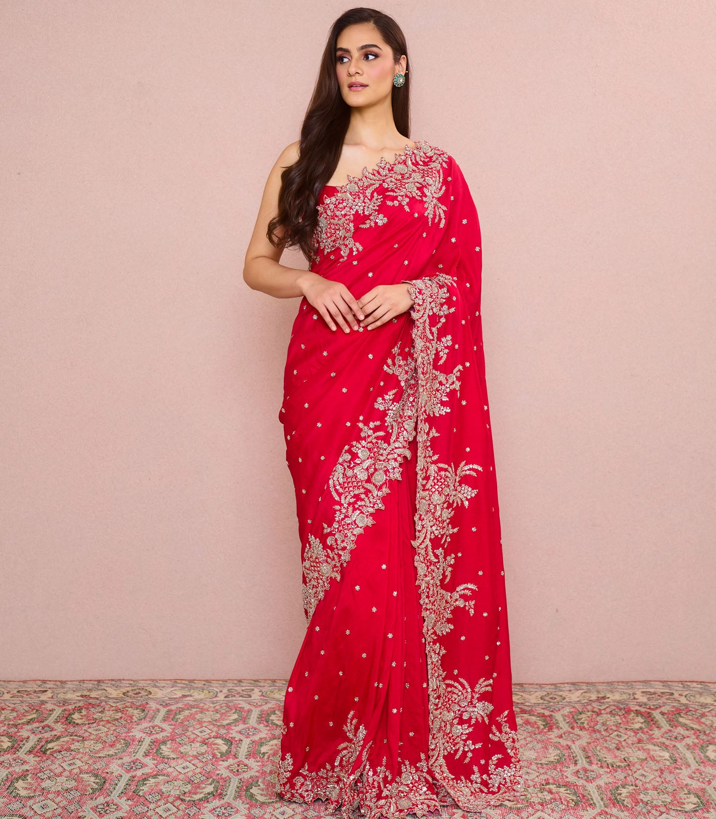 RED NEW ATHENA ZARDOZI SAREE SET