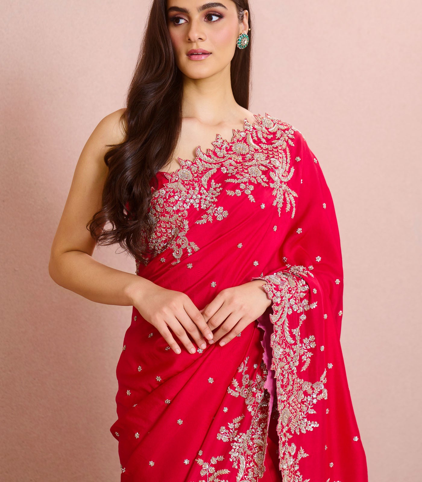 RED NEW ATHENA ZARDOZI SAREE SET