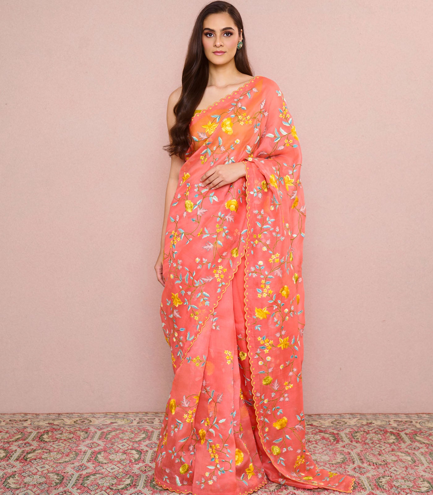 CORAL DAALYA SAREE SET