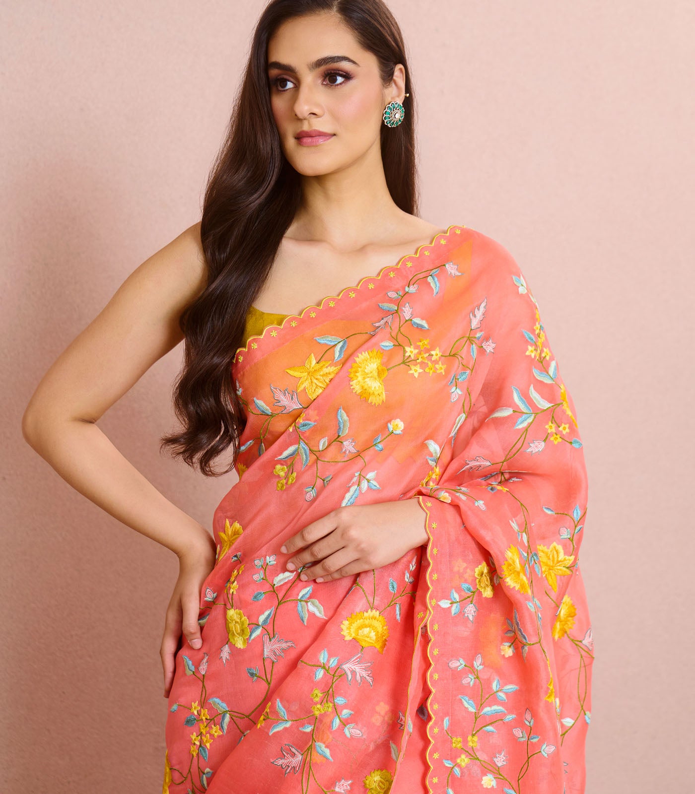 CORAL DAALYA SAREE SET