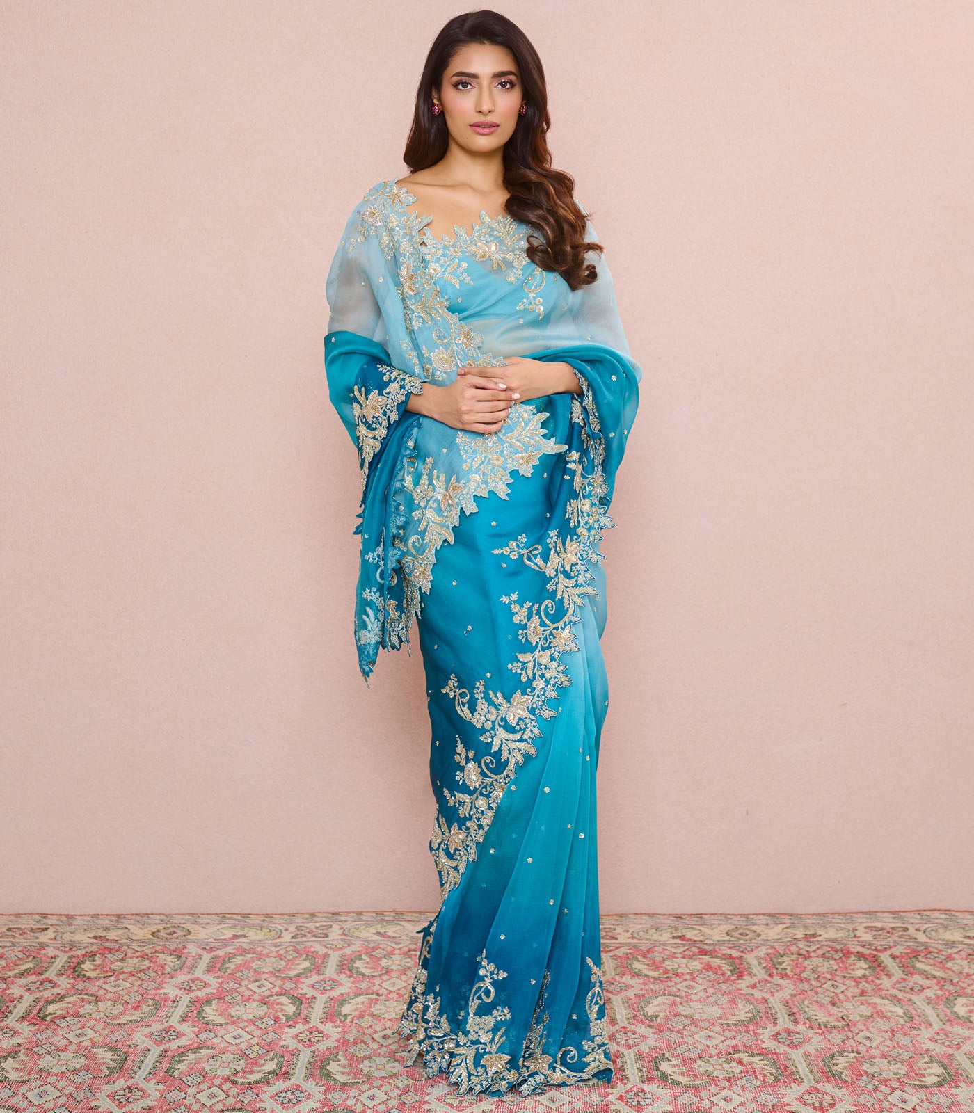 BLUE OMBRE ADVIKA SAREE SET